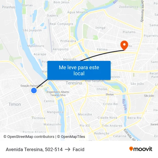 Avenida Teresina, 502-514 to Facid map