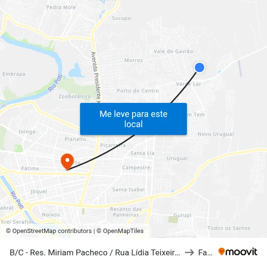 B/C - Res. Miriam Pacheco / Rua Lídia Teixeira Rosa, 316 to Facid map