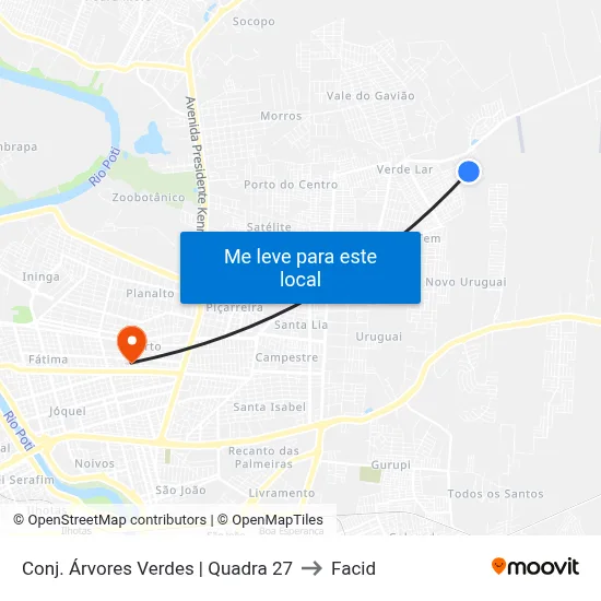 Conj. Árvores Verdes | Quadra 27 to Facid map