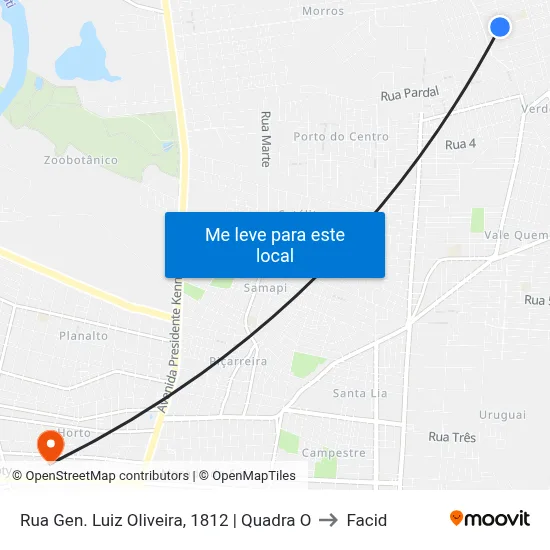 Rua Gen. Luiz Oliveira, 1812 | Quadra O to Facid map