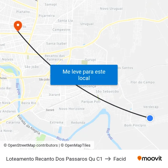 Loteamento Recanto Dos Passaros Qu C1 to Facid map