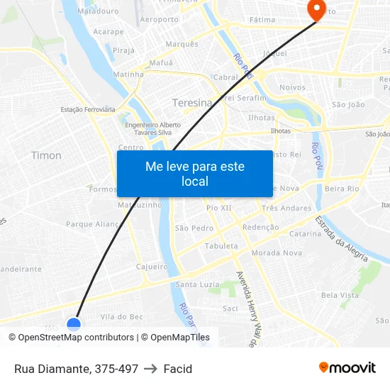 Rua Diamante, 375-497 to Facid map