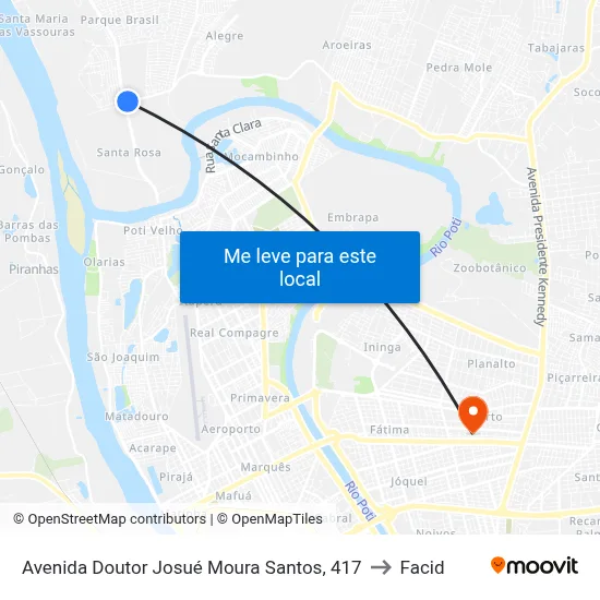 Avenida Doutor Josué Moura Santos, 417 to Facid map