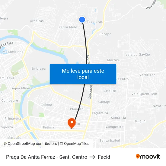 Praça Da Anita Ferraz - Sent. Centro to Facid map