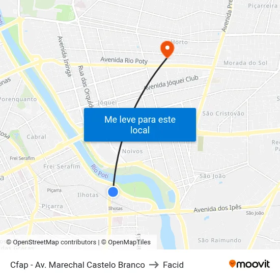 Cfap - Av. Marechal Castelo Branco to Facid map