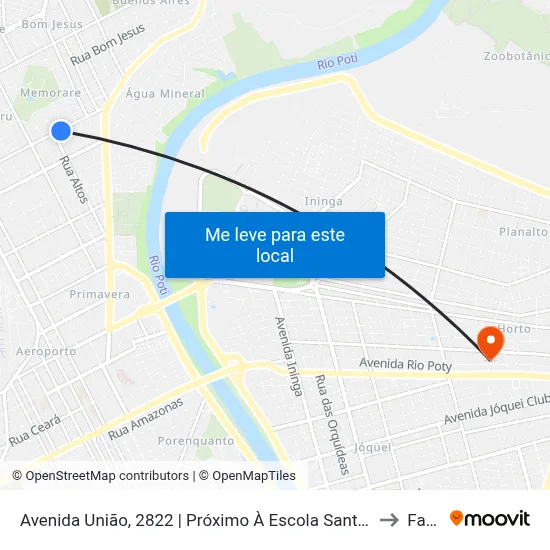 Avenida União, 2822 | Próximo À Escola Santa Angélica to Facid map