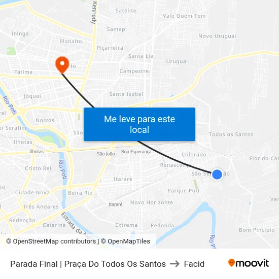 Parada Final | Praça Do Todos Os Santos to Facid map