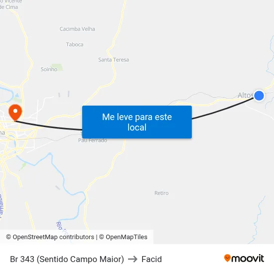 Br 343 (Sentido Campo Maior) to Facid map