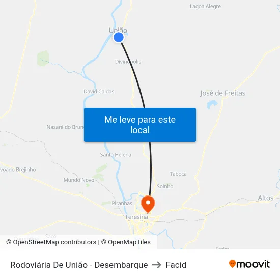Rodoviária De União - Desembarque to Facid map