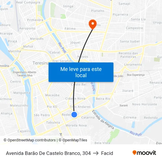 Avenida Barão De Castelo Branco, 304 to Facid map