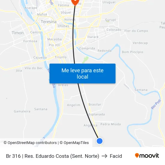 Br 316 | Res. Eduardo Costa (Sent. Norte) to Facid map
