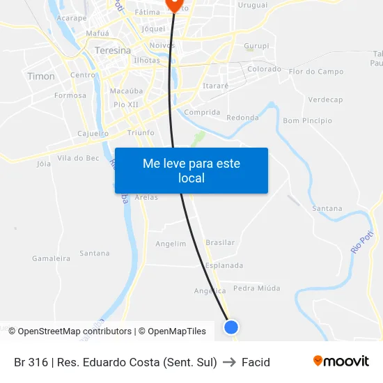 Br 316 | Res. Eduardo Costa (Sent. Sul) to Facid map
