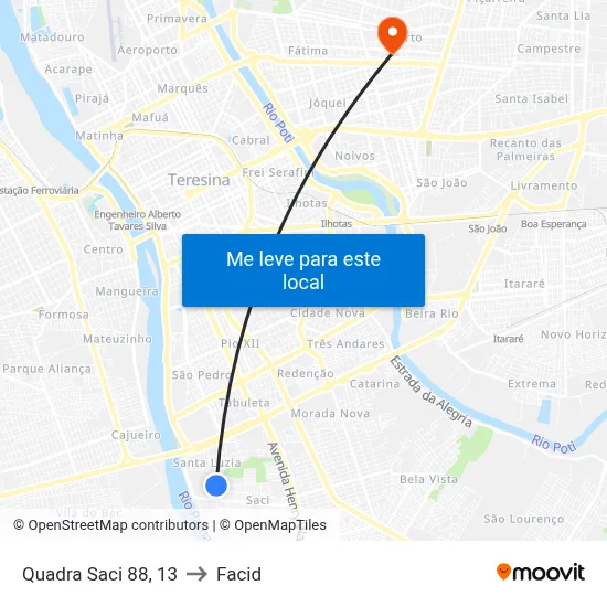 Quadra Saci 88, 13 to Facid map