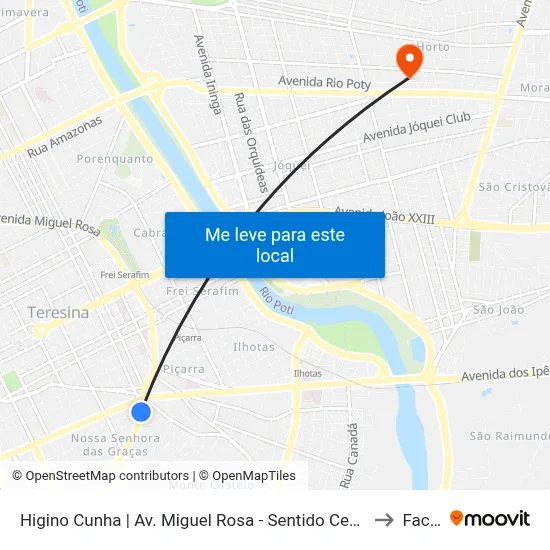 Higino Cunha | Av. Miguel Rosa - Sentido Centro to Facid map