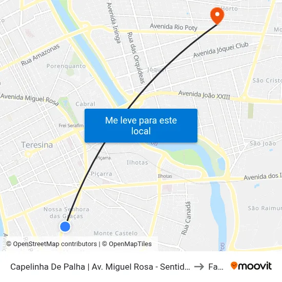 Capelinha De Palha | Av. Miguel Rosa - Sentido Centro to Facid map