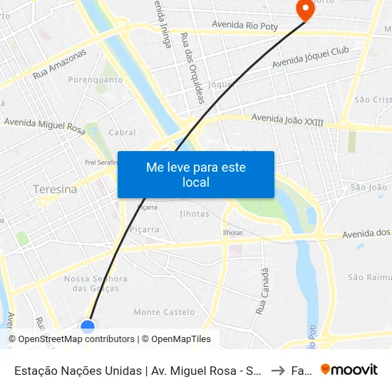 Estação Nações Unidas | Av. Miguel Rosa - Sentido Bairro to Facid map
