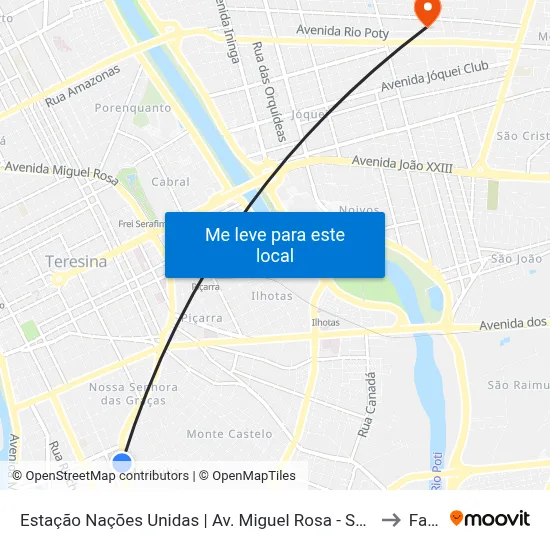 Estação Nações Unidas  | Av. Miguel Rosa - Sentido Centro to Facid map
