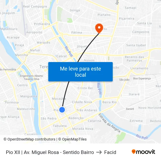 Pio XII | Av. Miguel Rosa - Sentido Bairro to Facid map