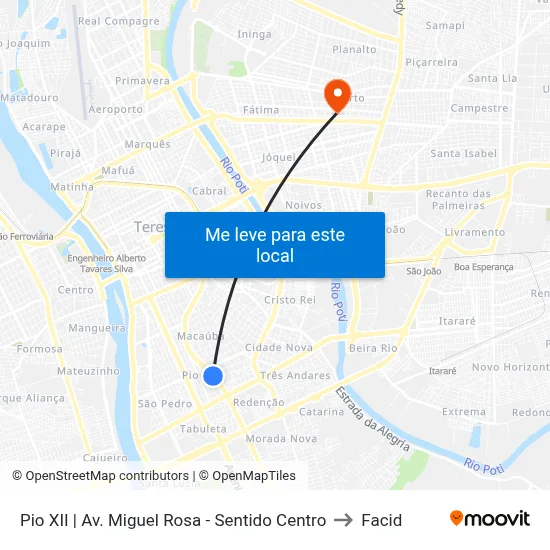 Pio XII  | Av. Miguel Rosa - Sentido Centro to Facid map