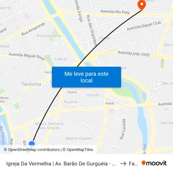 Igreja Da Vermelha | Av. Barão De Gurguéia - Sentido Centro to Facid map