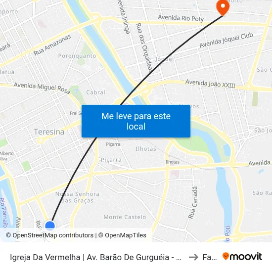 Igreja Da Vermelha | Av. Barão De Gurguéia - Sentido Bairro to Facid map