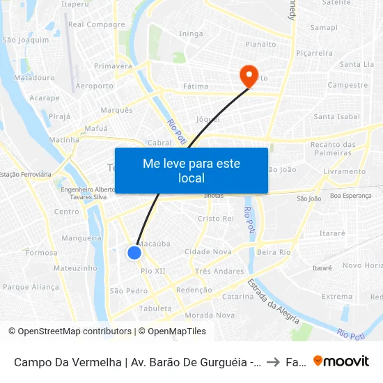 Campo Da Vermelha | Av. Barão De Gurguéia - Sentido Centro to Facid map