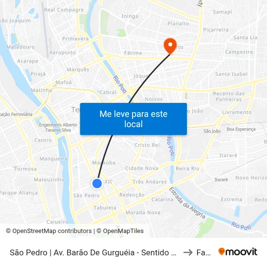São Pedro | Av. Barão De Gurguéia - Sentido Centro to Facid map