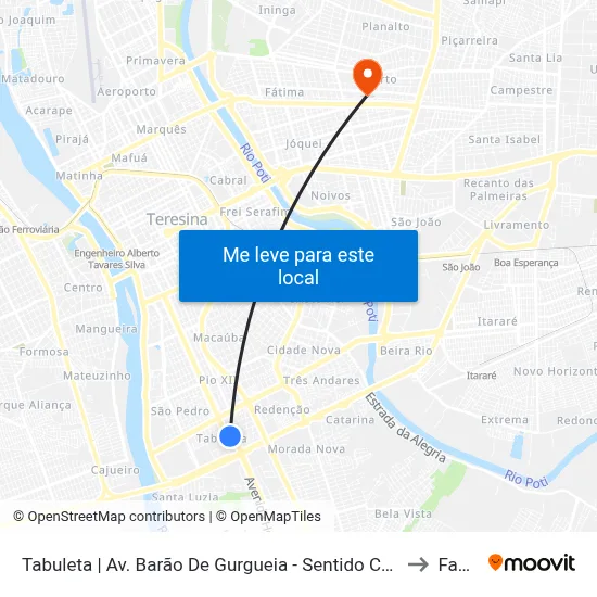 Tabuleta | Av. Barão De Gurgueia - Sentido Centro to Facid map
