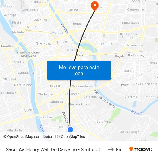 Saci | Av. Henry Wall De Carvalho - Sentido Centro to Facid map