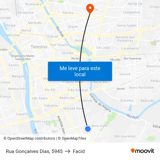 Rua Gonçalves Dias, 5945 to Facid map