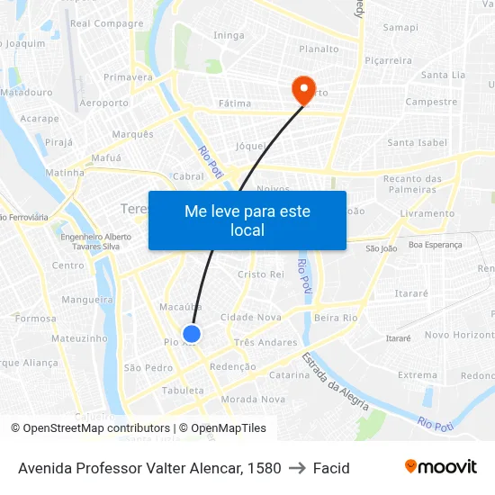 Avenida Professor Valter Alencar, 1580 to Facid map