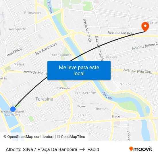 Alberto Silva / Praça Da Bandeira to Facid map
