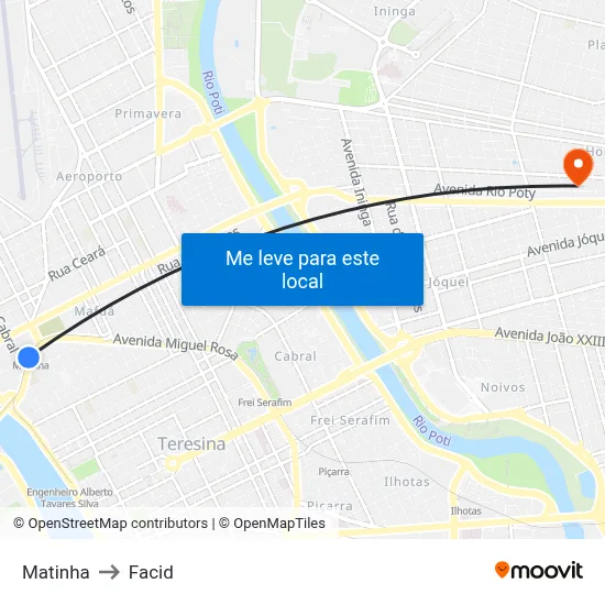 Matinha to Facid map