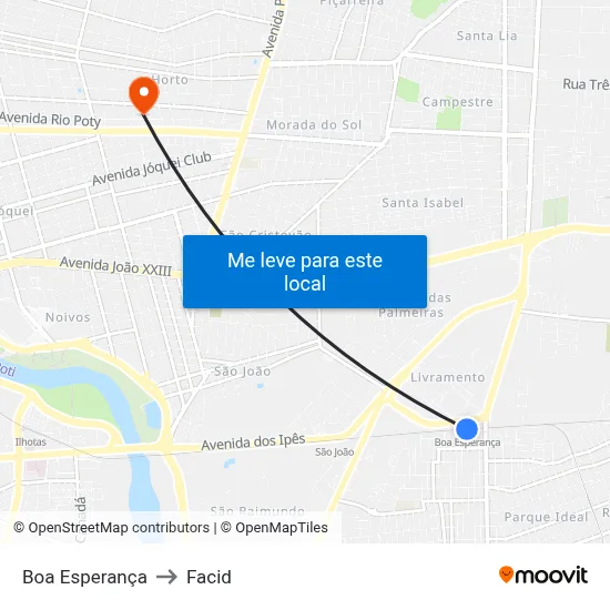 Boa Esperança to Facid map