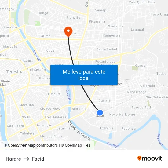Itararé to Facid map