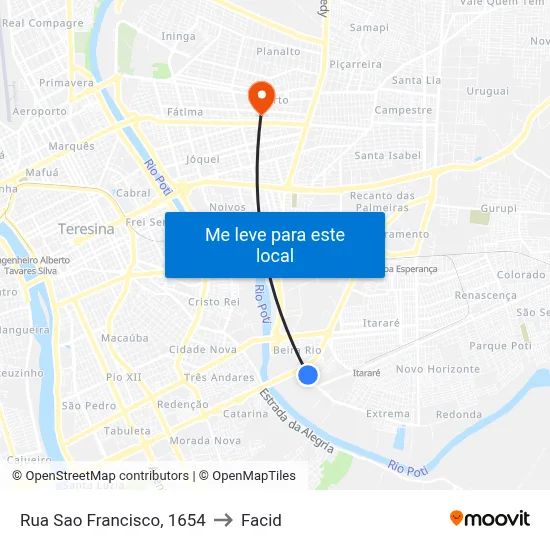 Rua Sao Francisco, 1654 to Facid map