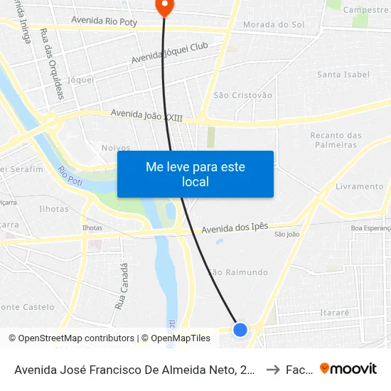 Avenida José Francisco De Almeida Neto, 2116 to Facid map