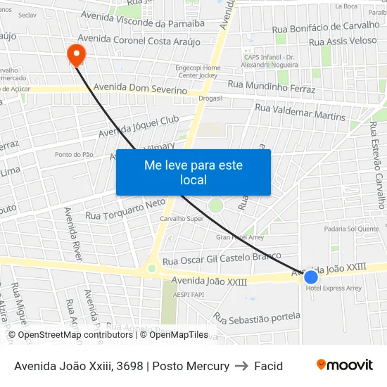 Avenida João Xxiii, 3698  | Posto Mercury to Facid map