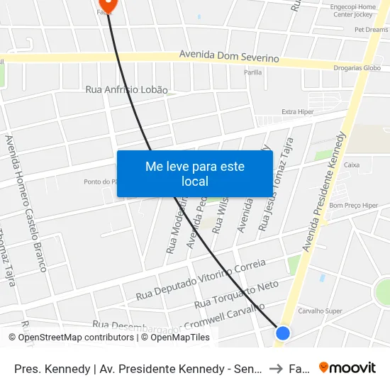 Pres. Kennedy | Av. Presidente Kennedy - Sentido Bairro to Facid map