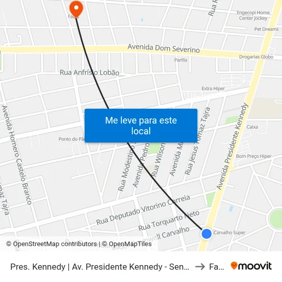 Pres. Kennedy | Av. Presidente Kennedy - Sentido Centro to Facid map