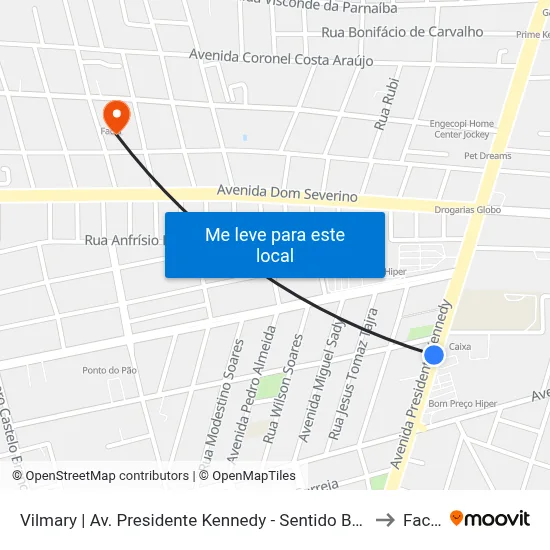 Vilmary | Av. Presidente Kennedy - Sentido Bairro to Facid map