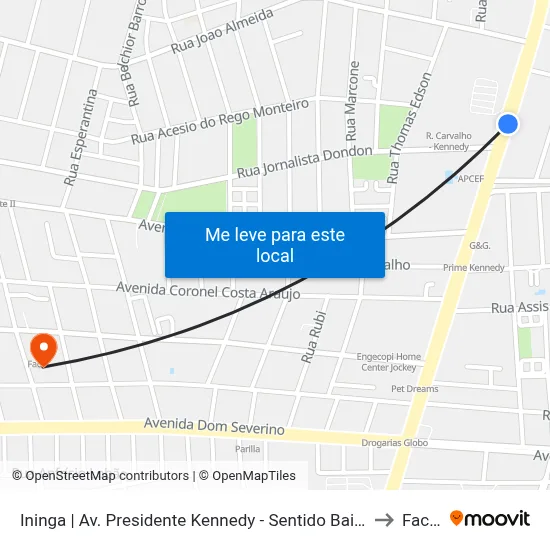 Ininga | Av. Presidente Kennedy - Sentido Bairro to Facid map