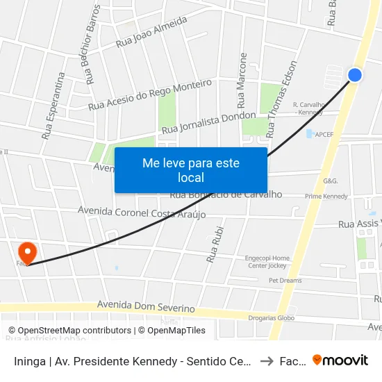 Ininga | Av. Presidente Kennedy - Sentido Centro to Facid map