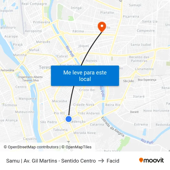 Samu | Av. Gil Martins - Sentido Centro to Facid map
