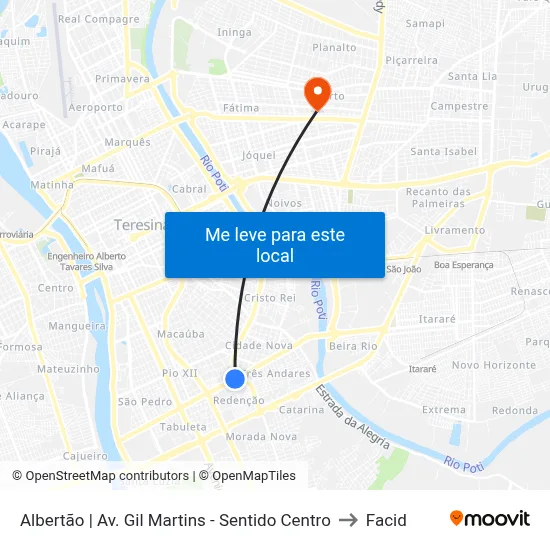Albertão | Av. Gil Martins - Sentido Centro to Facid map