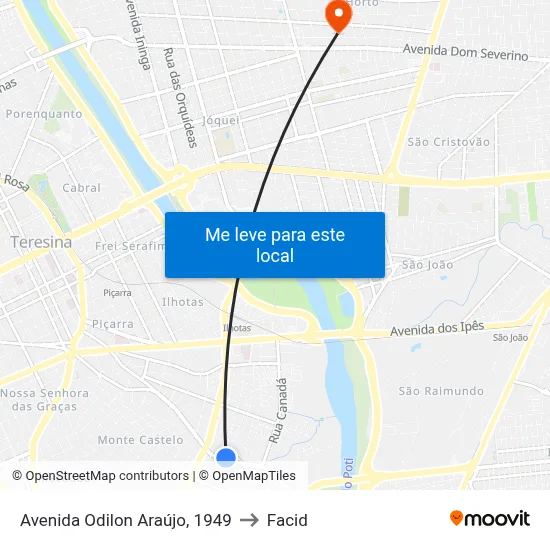 Avenida Odilon Araújo, 1949 to Facid map