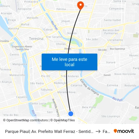 Parque Piauí| Av. Prefeito Wall Ferraz - Sentido Centro to Facid map