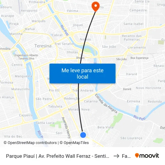 Parque Piauí | Av. Prefeito Wall Ferraz - Sentido Bairro to Facid map