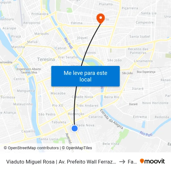 Viaduto Miguel Rosa | Av. Prefeito Wall Ferraz - Sentido Centro to Facid map