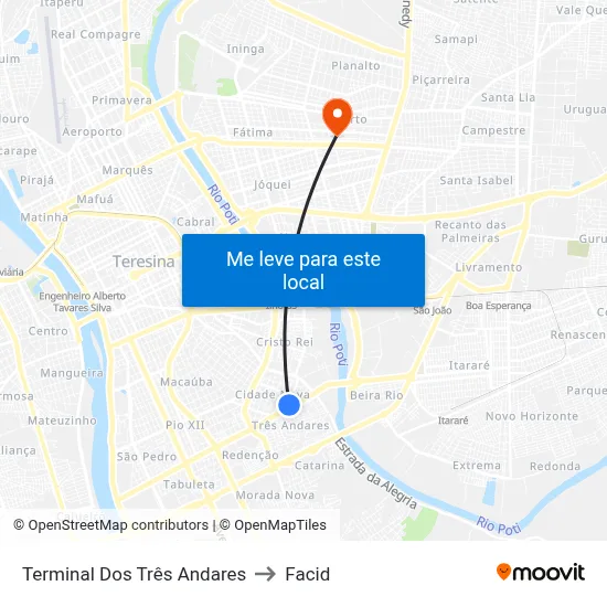 Terminal Dos Três Andares to Facid map